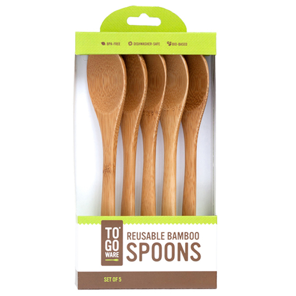 Bamboo Utensils 5 Pack Spoons ToGo Ware Sustainable Essentials