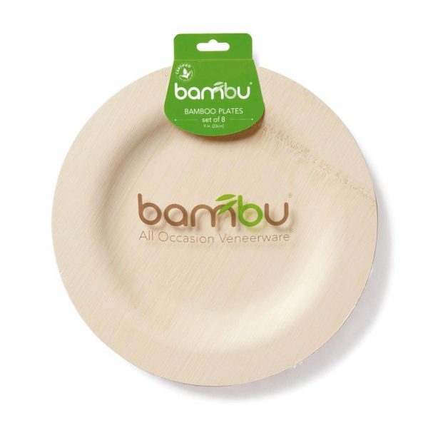 Veneerware Compostable Bamboo Plates 9" 8pk bambu EarthHero