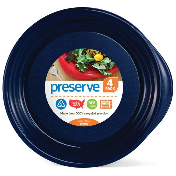 Everyday Large Reusable Plastic Plates 9.5" (4 Pk) Preserve