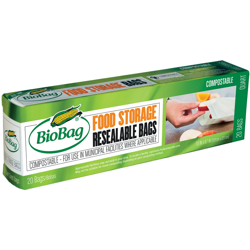 BioBag Compostable & Resealable Food Storage Bags 20pk BioBag