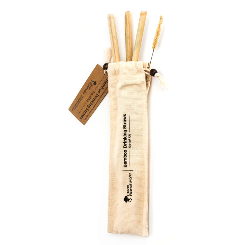 brush with bamboo Bamboo Straw Travel Kit 1