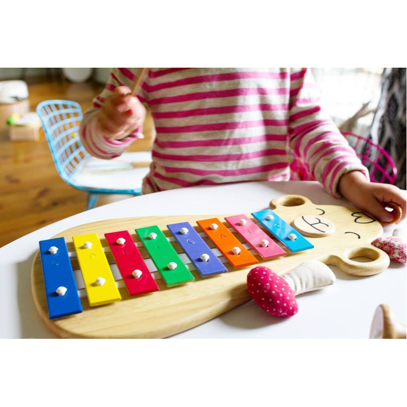 Kids Monkey Wooden Glockenspiel Green Tones EarthHero
