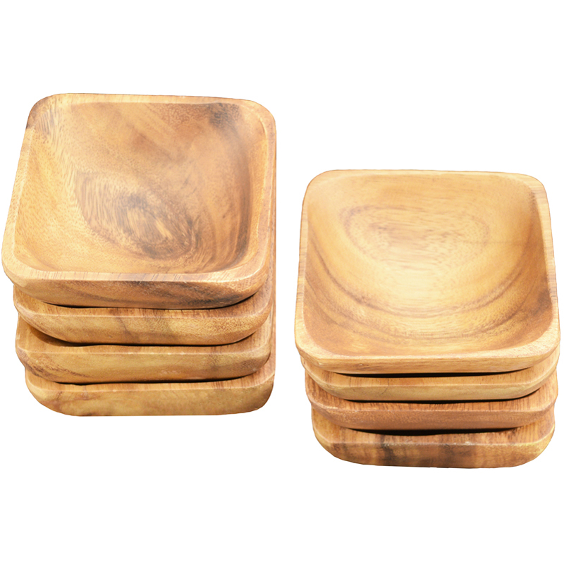 Square Acacia Wood Dip Bowls 8 piece Shop EarthHero