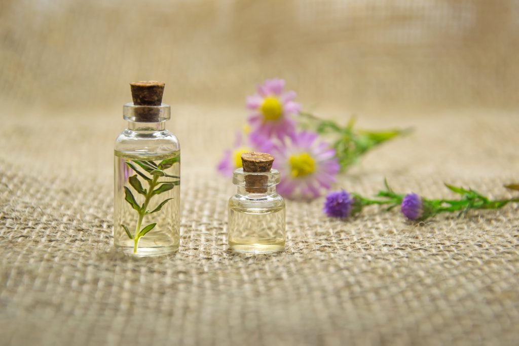 Bottles with essential oils from the company Mindful Mixtures on EarthHero