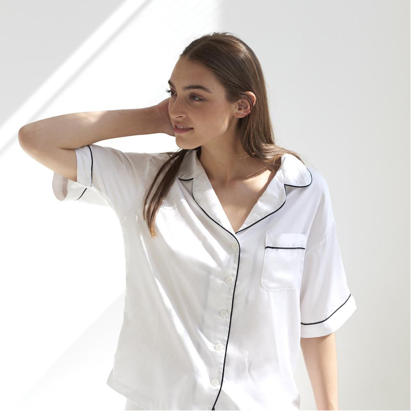 Women's Bamboo Lyocell Short Sleeve Pajama Shirt Ettitude EarthHero