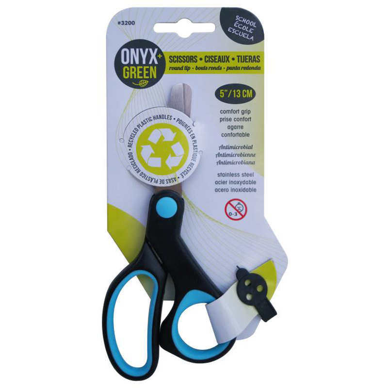 Recycled Plastic Kids Scissors Onyx and Green EarthHero