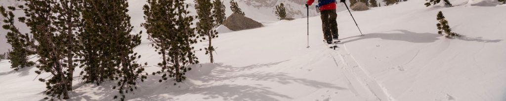 Photo of a skier going down the mountain.